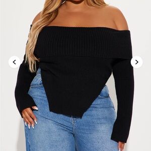 Fashion Nova Elegant Black Off-Shoulder Sweater